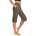 thumbnail image 1 of Womens Bermuda Long Shorts Summer Stretch Knee Length Capris Side Silt High Waisted Athletic Shorts with Pockets, 1 of 7