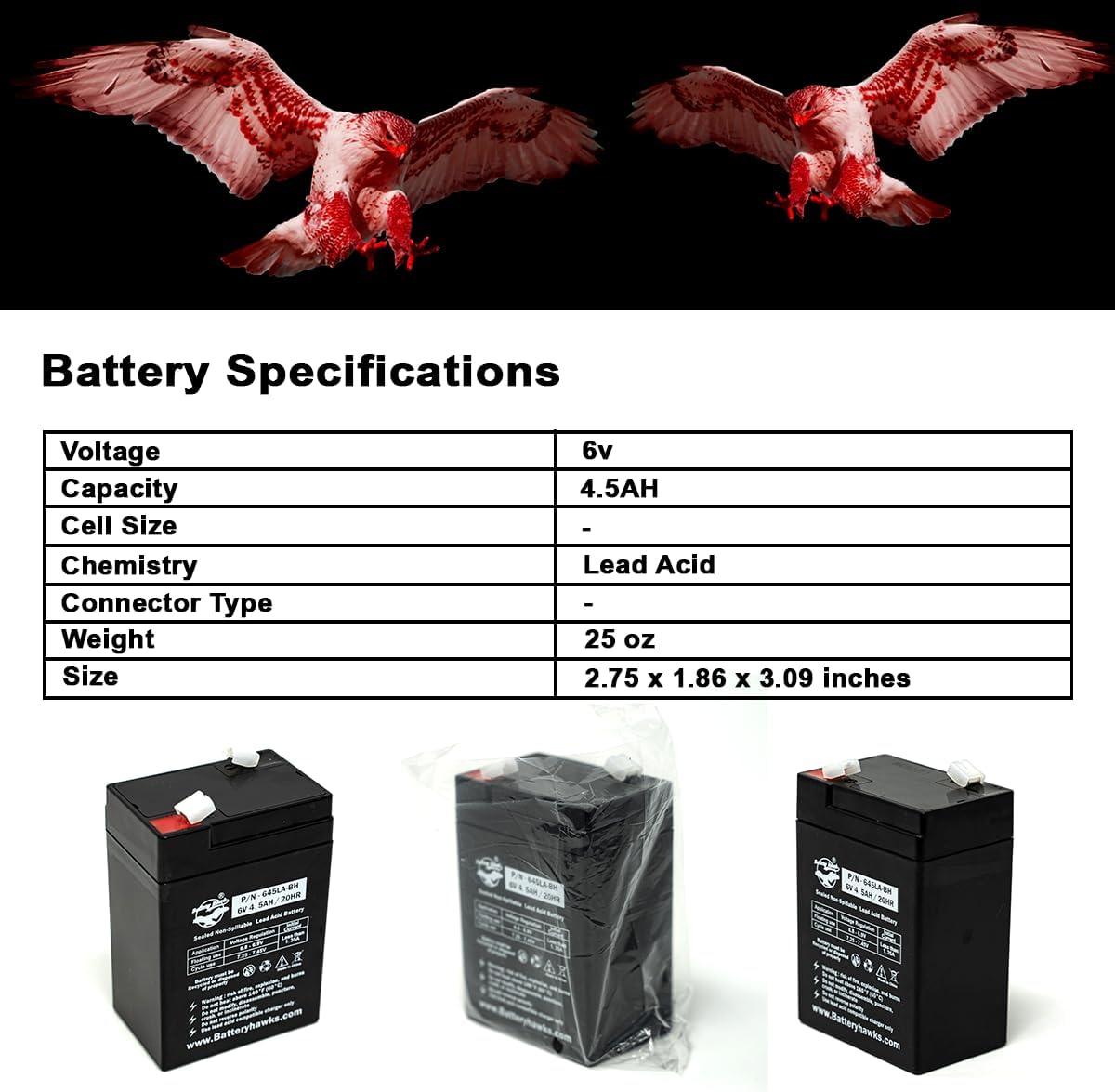 UB645 ELB-0604 Battery ELB0604 6V4.5AH 6V 4.5AH SLA Sealed Lead Acid for Exit Sign Emergency Light SLA0905 AH 4.0 AMP HOUR 120255