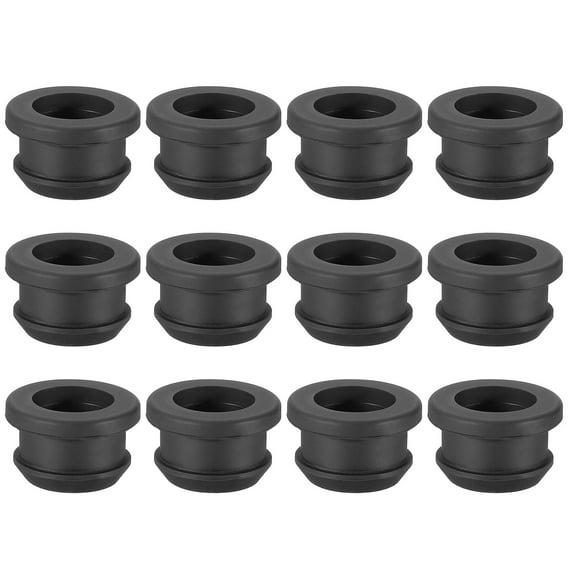 Uxcell 3/4 inch Rubber Grommets, 12Pcs Top Hat Grommet for Wiring Cable Gasket Hole Plugs, Black
