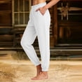 thumbnail image 6 of Women's Linen Jogger Pants Lightweight Cotton with Pockets 28 Inch Beach Travel, 6 of 6