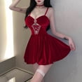 thumbnail image 4 of DISKEBUISS Women Plush Christmas Lingerie Sets Temptation Underpants Underwear Jumpsuit Bodysuit Sleepwear Red Free Size, 4 of 7
