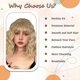thumbnail image 3 of Blonde Wig with Bangs Blonde Bob Wigs for White Women Natural Hair Short Curly, 3 of 5