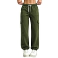thumbnail image 5 of Casual Baggy Sweatpants Women Drawstring High Waisted Straight Leg Cargo Pants with Pockets Fall Pants for Lounge Workout, 5 of 7