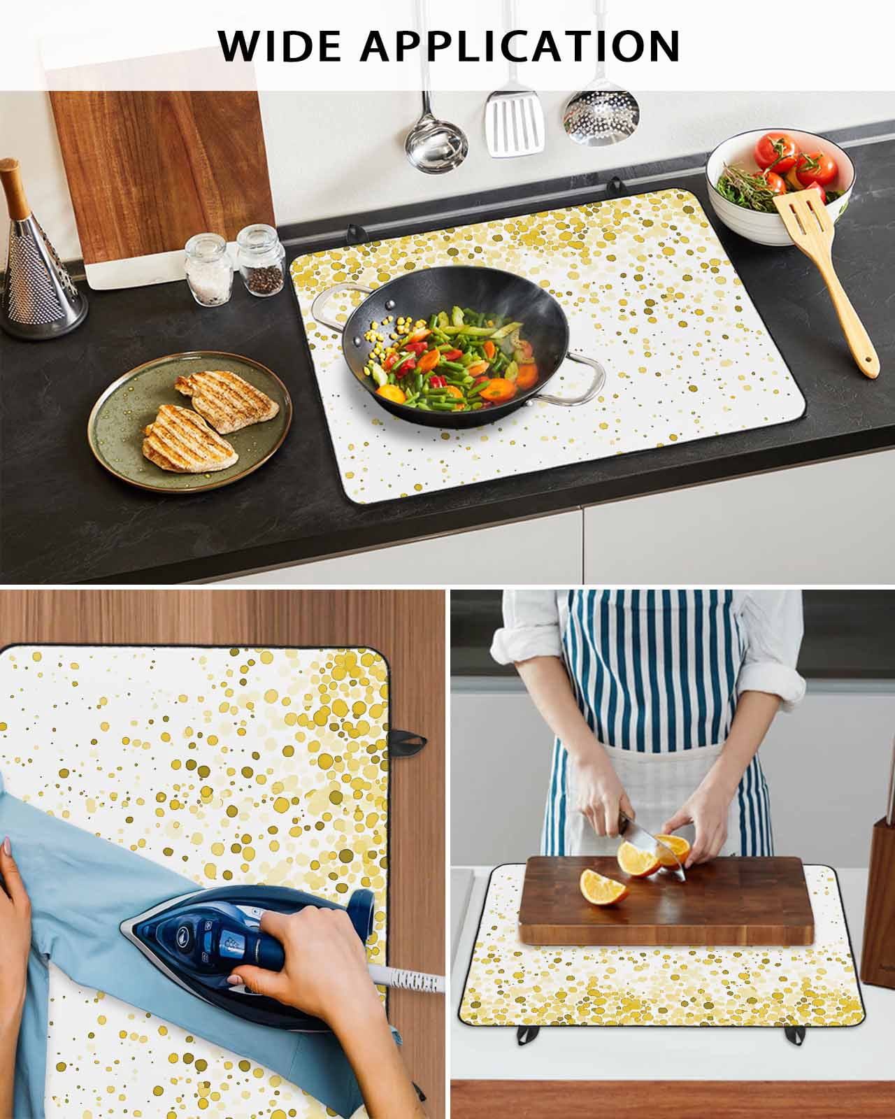 nqOlkjepod Large Induction Cooktop Protector Mat 24"x21", Yellow Polka Dot Stove Top Covers for Electric Stove, Abstract Modern Art Dots Watercolor Stove Burner Cover Mats, Glass Top Stove Cover