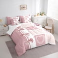 thumbnail image 4 of Manfei Cartoon Ribbon Bow 7-Piece Twin Bedding Sets for Kids, Pink Dreamy Butterfly Bedding Comforter Set, Princess Love Heart Reversible Sheet Sets, Luxury Bedroom Decor, 4 of 8
