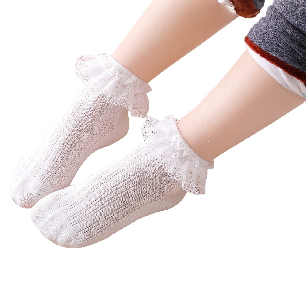 Little Girls Lace Ruffle Socks Cotton Stretchy Cute Socks Hollow Wild