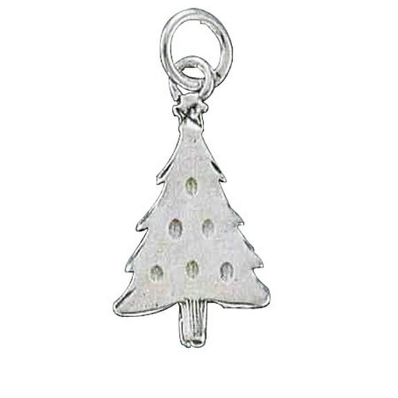Sterling Silver 16" .8mm Box Chain Christmas Tree Pendant Necklace