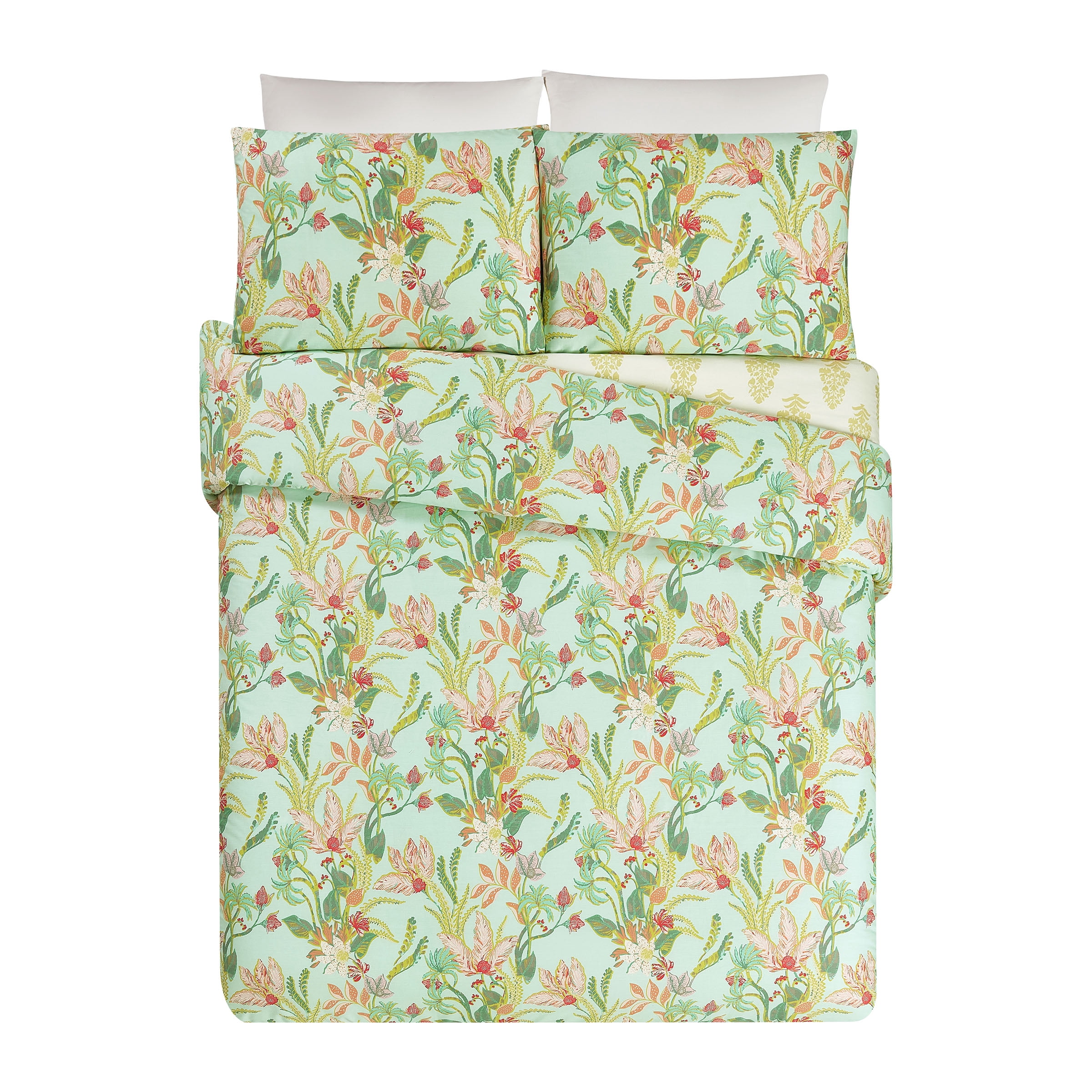 Spartina 449 Queenie Tropical 3-Piece Cotton Sateen Comforter Set, Seafoam Green, King