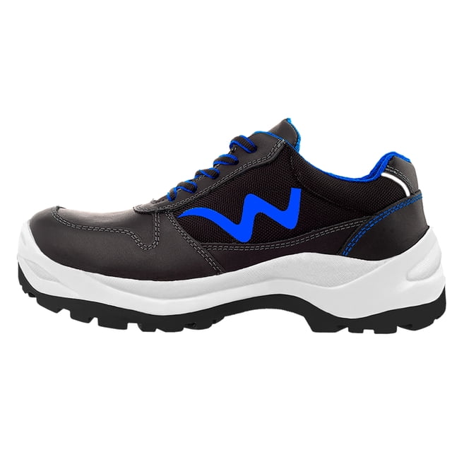 Zapato de Seguridad WSM tipo tenis, Ergonómico y muy ligero. Con casquillo de Policarbonato. Choclo de trabajo multifuncional. Es un calzado Industrial dieléctrico y antiderrapante. Est 2939-MT WSM 2939MT-NGO250