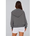 thumbnail image 2 of Sudadera con Capucha PRETTYGARDEN para Mujer, Cierre Completo, Forro Polar, Gris, Talla L, 2 of 8