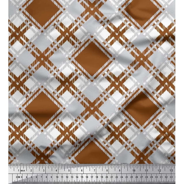 Soimoi Tissu Satin Modal Diagonal Imprimé Tissu au Mètre 42 Pouces de Large
