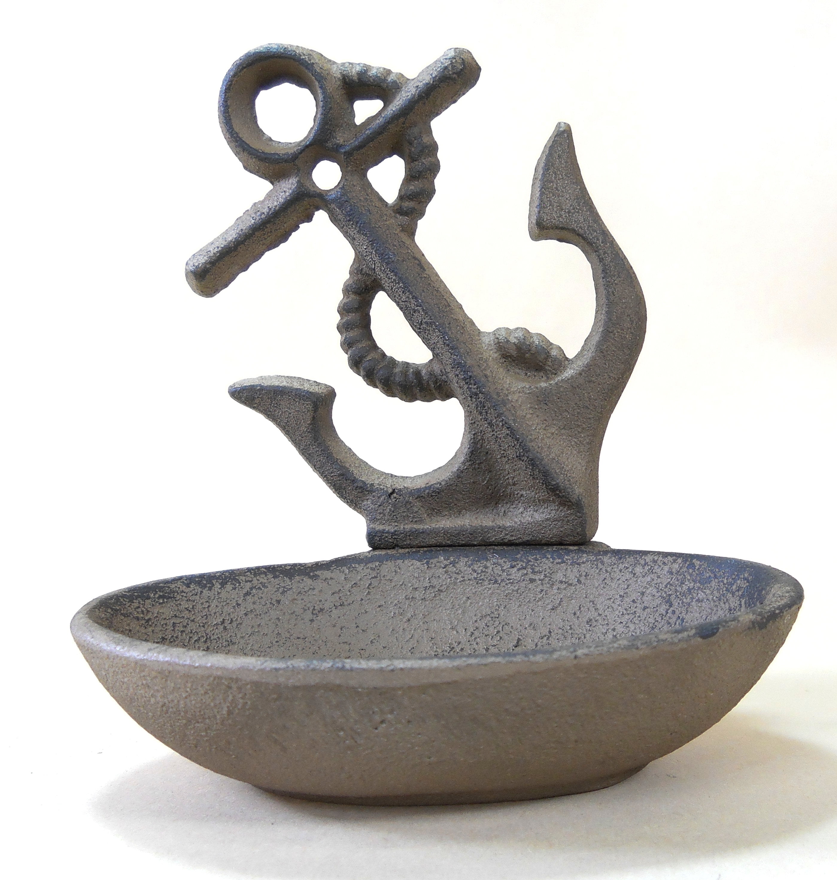 Nautical Anchor Soap Dish Cast Iron Rustic Brown