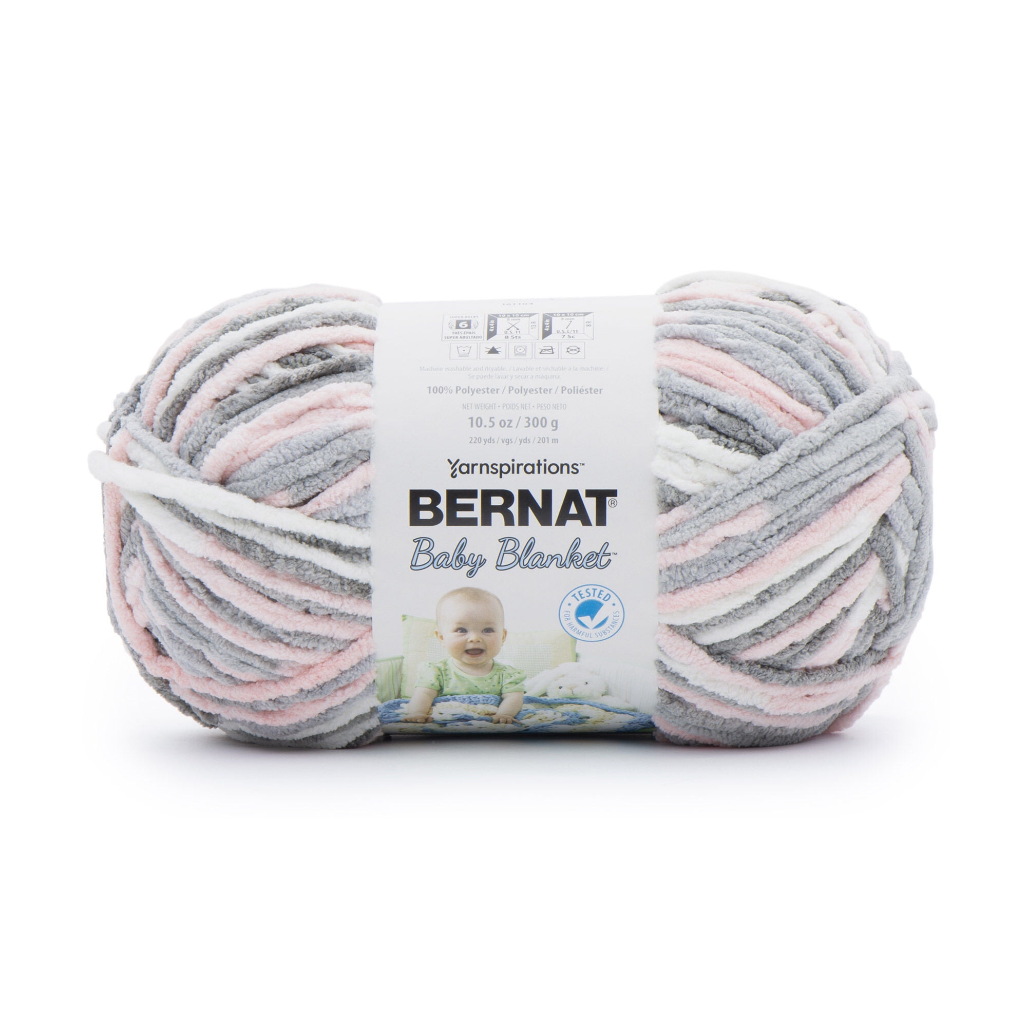 (2 pack) Bernat® Baby Blanket™ #6 Super Bulky Polyester Yarn, Baby Grays 10.5oz/300g, 220 Yards
