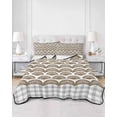 thumbnail image 2 of Quilt King Size Bedding Set, Brown Pine Leaves Reversible Summer Quilt 3 Pieces, Abstract Art Geometric Gray Plaid Lightweight Bedspreads Coverlets with 2 Pillow Shams for All Seasons, 2 of 5