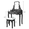 thumbnail image 2 of Gymax Vanity Dressing Table Set w/Removable Box &10 Dimmable Bulbs Touch Switch Black, 2 of 10