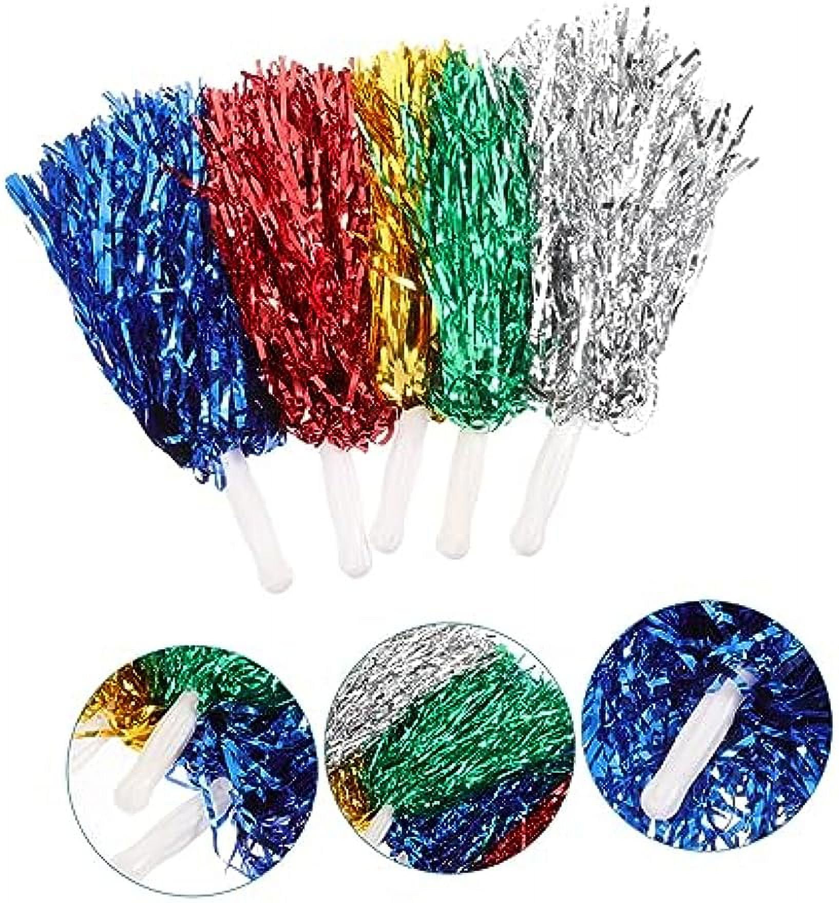 LINLIN 10Pcs Cheering Pompoms pom poms Cheerleading Cheerleader pom poms Sports Meeting Prop Outdoor Cheerleader Prop Bouquet Hand Flower Colored Balls Straight Handle Long Accessories
