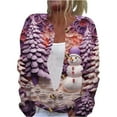 thumbnail image 2 of Domuza Womens Cardigan Sweaters Xmas Cute Print Long Sleeve Knitted Sweaters Fall Winter Lightweight Casual Button Up Blouse Light Purple XL, 2 of 5