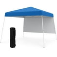 thumbnail image 1 of Costway 10 X 10FT Pop up Canopy Tent with 1 Sidewall, Portable Backpack, 4 Stakes Slant Leg Blue, 1 of 10