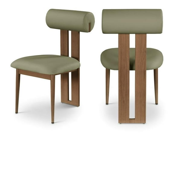 Maklaine Contemporary Olive Faux Leather Dining Chair (Set of 2)