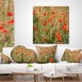 thumbnail image 4 of Designart Red Poppy Field with Full of Flowers - Flower Throw Pillow - 16x16, 4 of 5
