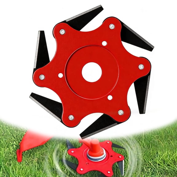 Steel Trimmer Head, 1PCS Premium 6 Steel Razors Trimmer Head, Upgraded Universal Weed Eater Blades Metal, 65Mn Professional Steel Razor Trimmer Head (Red No Accessories)