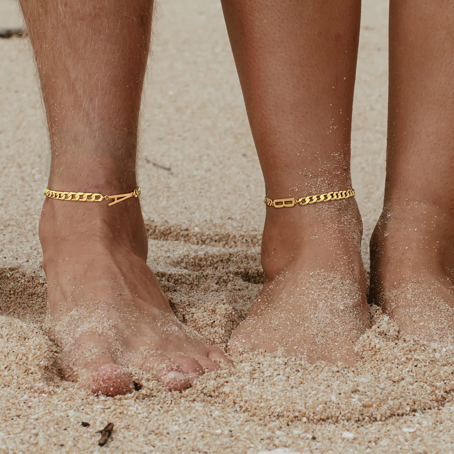 Anklet For Women Gold Initial Sideways Letter A-Z 5Mm Cuban Link Curb Foot Chain 18K Gold Filled Dainty Simple Personalized Alphabet Summer Beach Jewelry Birthday Gift[o5493]