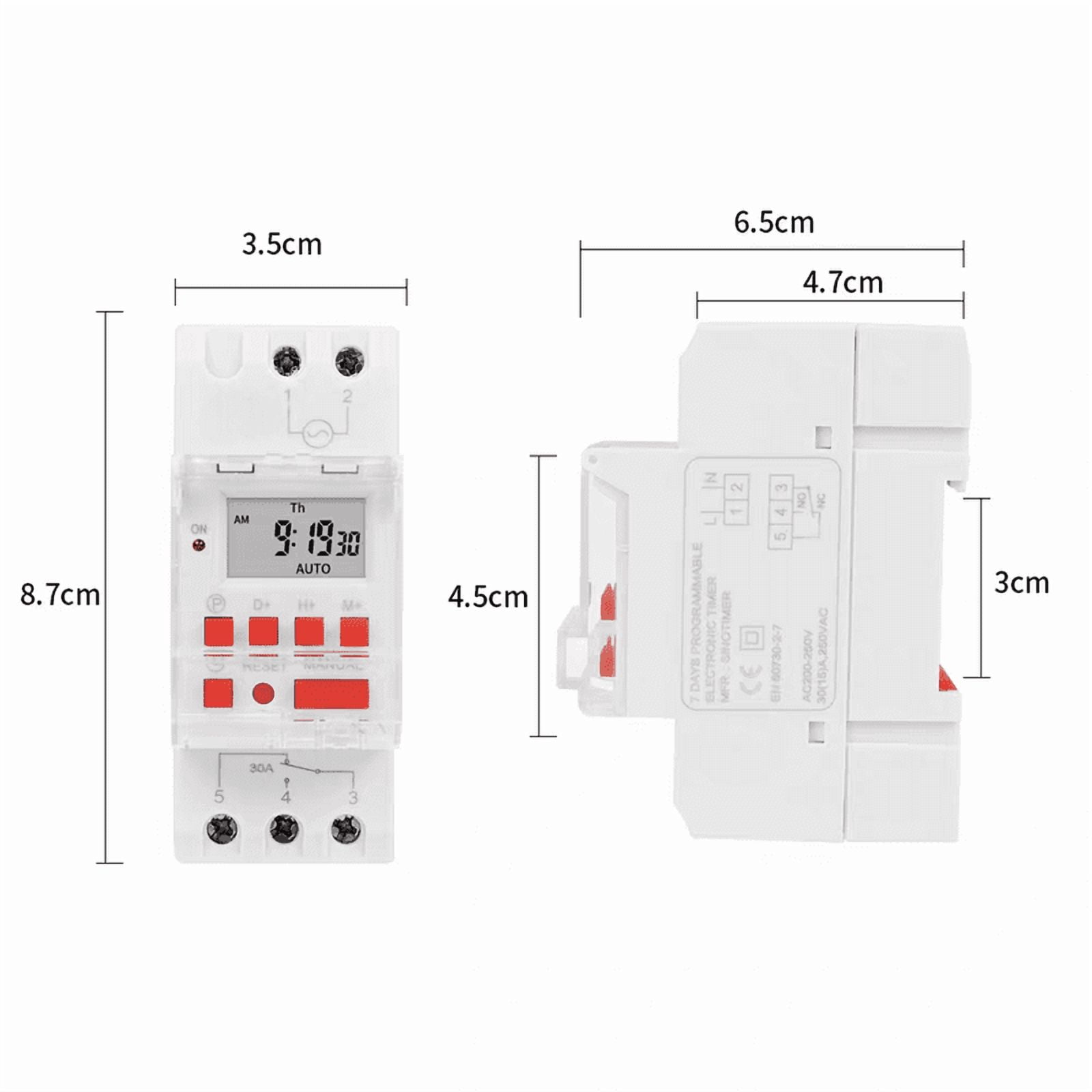 ATO 20A Digital Timer Switch 220V AC, 35mm DIN Rail - 16 ON/OFF for Lighting, HVAC & Industrial Equipment