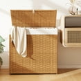 thumbnail image 4 of Gymax Laundry Hamper w/Wheels & Lid 125L 3-Section Clothes Hamper w/2 Liner Bags Natural, 4 of 10