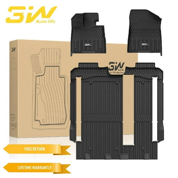 3W Floor Mats Fit Toyota Sienna 2021-2024 (Only for 8 Seat) TPE All Weather Floor Liner for Toyota Sienna 8 Seat
