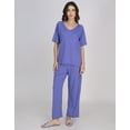 thumbnail image 2 of Moomaya 2-Piece Jersey Nightwear Set | WomenS V-Neck Top & Pajama | Soft & Breathable Lounge Suit, 2 of 8