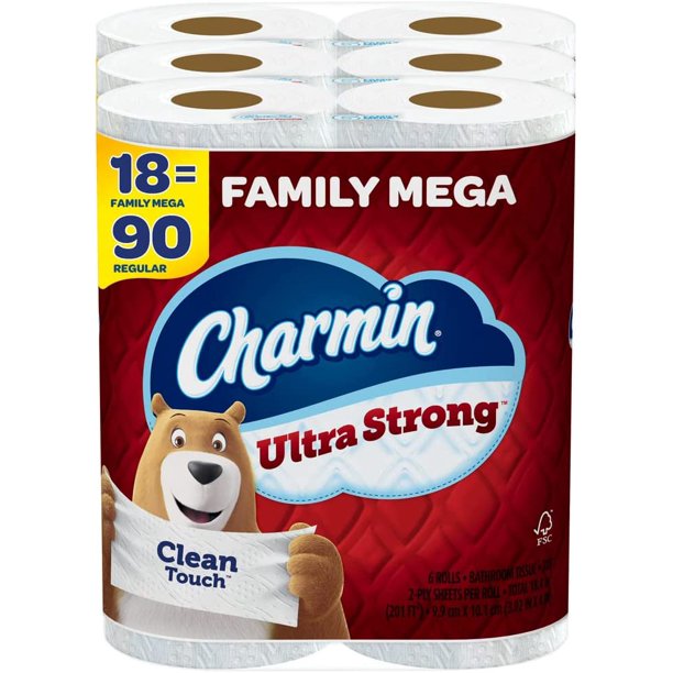 Charmin Ultra Strong Clean Touch Toilet Paper, 18 Family Mega Rolls