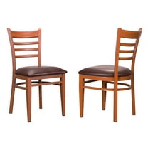 Linon Belmar Metal Dining Side Chairs, Set of 2, Dark Honey and Burgundy Faux Leather