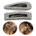 thumbnail image 3 of 2 Pcs Barrettes à Cheveux Simples Rectangulaires avec Strass, 3 of 10