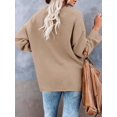 thumbnail image 3 of Women'S Oversized Sweaters Batwing Long Sleeve Loose V Neck Button Henley Tops Pullover Knit Jumper Coffee Color S, 3 of 4