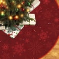 thumbnail image 6 of LanSuare Christmas Tree Skirt, 35Inches Red Xmas Tree Ornaments, Soft Fuzz Fluffy Christmas Tree Mat with Snowy Pattern for Decorations Holiday Party, 6 of 7
