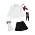 thumbnail image 2 of renvena Kids Girls School Uniform Skirt Set Japanese Anime Costume Outfit 3-16 A Type A Black 11-12, 2 of 7