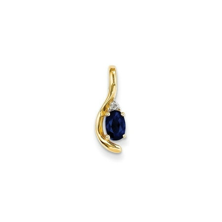 14k Yellow Gold Diamond Sapphire Pendant Charm Necklace Gemstone Birthstone September Set Style