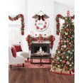 thumbnail image 2 of Merry Poinsettia Christmas Sign Front for Door Decoration, 11 in Round Wood Wreaths Wall Hanging Outdoor, Farmhouse, Porch, for Spring Summer Fall All Seasons Holiday Christmas, 2 of 5