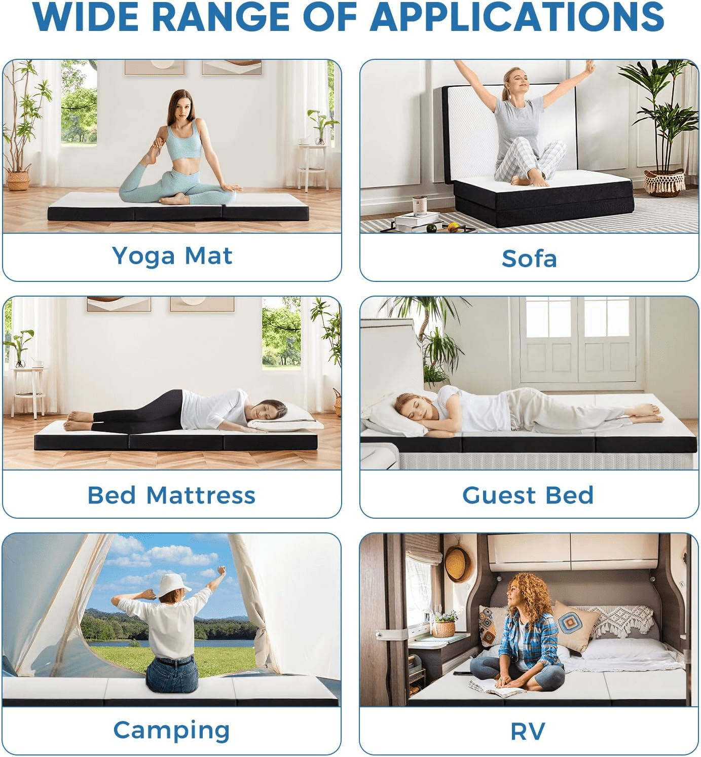 BORGEBY 3 inch Folding Mattress, Twin Tri-Folding Memory Foam Mattress with Washable Cover, Portable for Camping & Guest Beds
