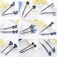thumbnail image 2 of Over 20 Styles 2pcs Navy Blue Rhinestone Crystal Hairpin Women's Luxury Metal Hair Accessories Edge Clip ​ s for Girls, 2 of 10