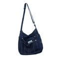 thumbnail image 4 of Bolso de hombro de mezclilla, informal, con correa ajustable para el hombro, ligero, para viaje Azul oscuro, 4 of 9