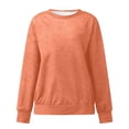 thumbnail image 3 of Orange Womens Tops Women Autumn Winter Loose Casual Casual Long Sleeves Round Neck Solid Color Sweatershirt Fall Outfits for Women 2025, 3 of 4