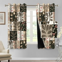Farmhouse Blackout Curtains for Bedroom,Brown Floral Curtain for Living Room,52x63 Inch,2 Panels