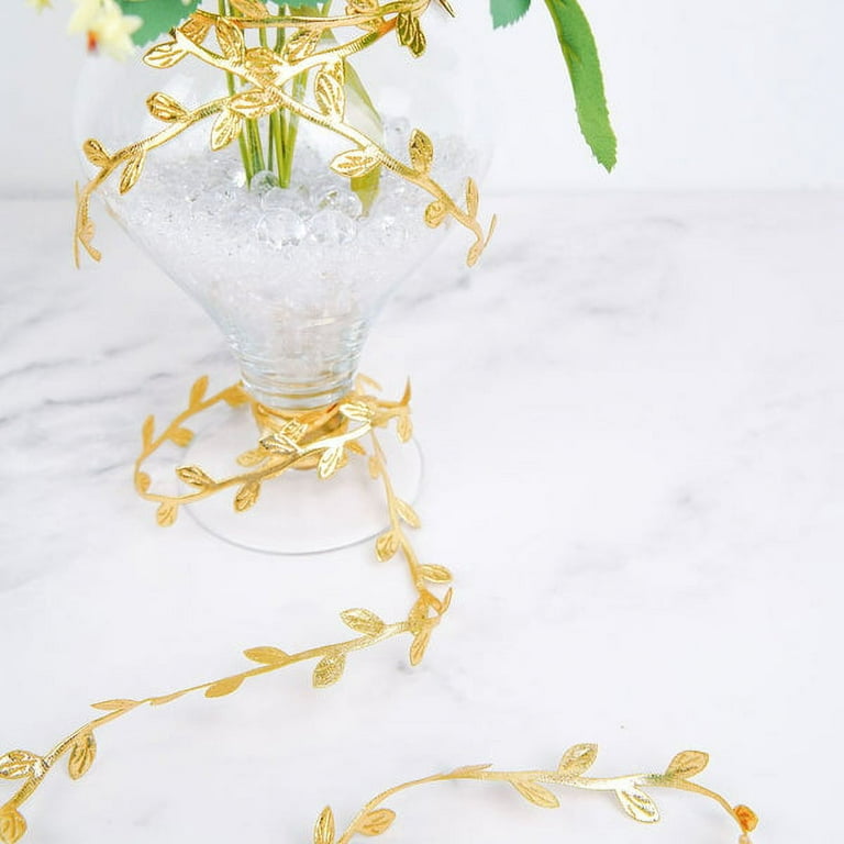 Efavormart 67ft Olive Gold Leaf Ribbon Trim, Artificial Vines Leaf Garland for DIY Craft Party Wedding Home Decor, Type3