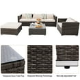 thumbnail image 6 of Costway 6PC Furniture Set Patio Sofa PE Gray Rattan Couch 2 Set Cushion Covers, 6 of 8