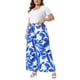 thumbnail image 2 of Pantalones Palazzo de Pierna Ancha Floral de Talla Grande para Mujer Agnes Orinda, Cintura Alta Elástica, Casual, Largos, de Verano, 2X, Azul, 2 of 6