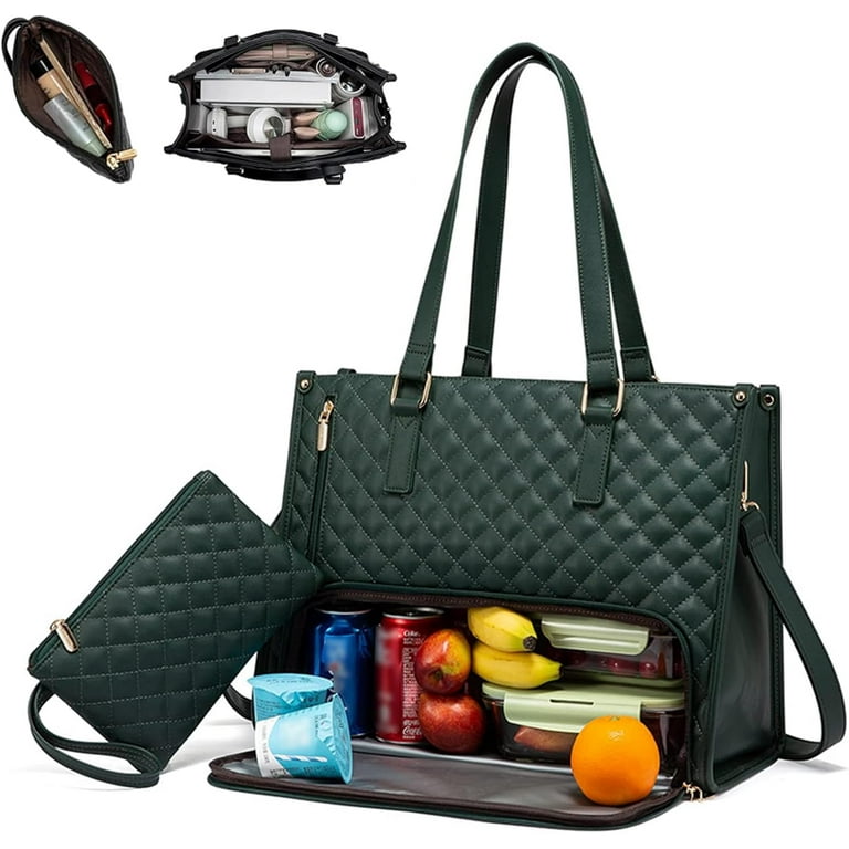 Borsa Tote 2 In 1 Con Portapranzo - Per Laptop 15.6" E Pranzo, Impermeabile