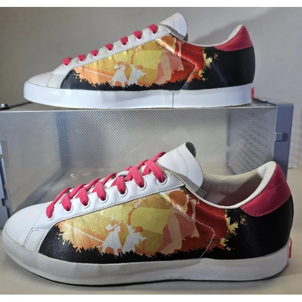 Vintage Adi - das Men's Pink/White/Black Rod Laver Graphic Print Sneakers Size 8.5