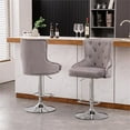 thumbnail image 4 of Alexent Tabourets de Bar Pivotants Réglables en Velours 43.7 Pouces-51.6 Pouces Gris (Ensemble de 2), 4 of 7