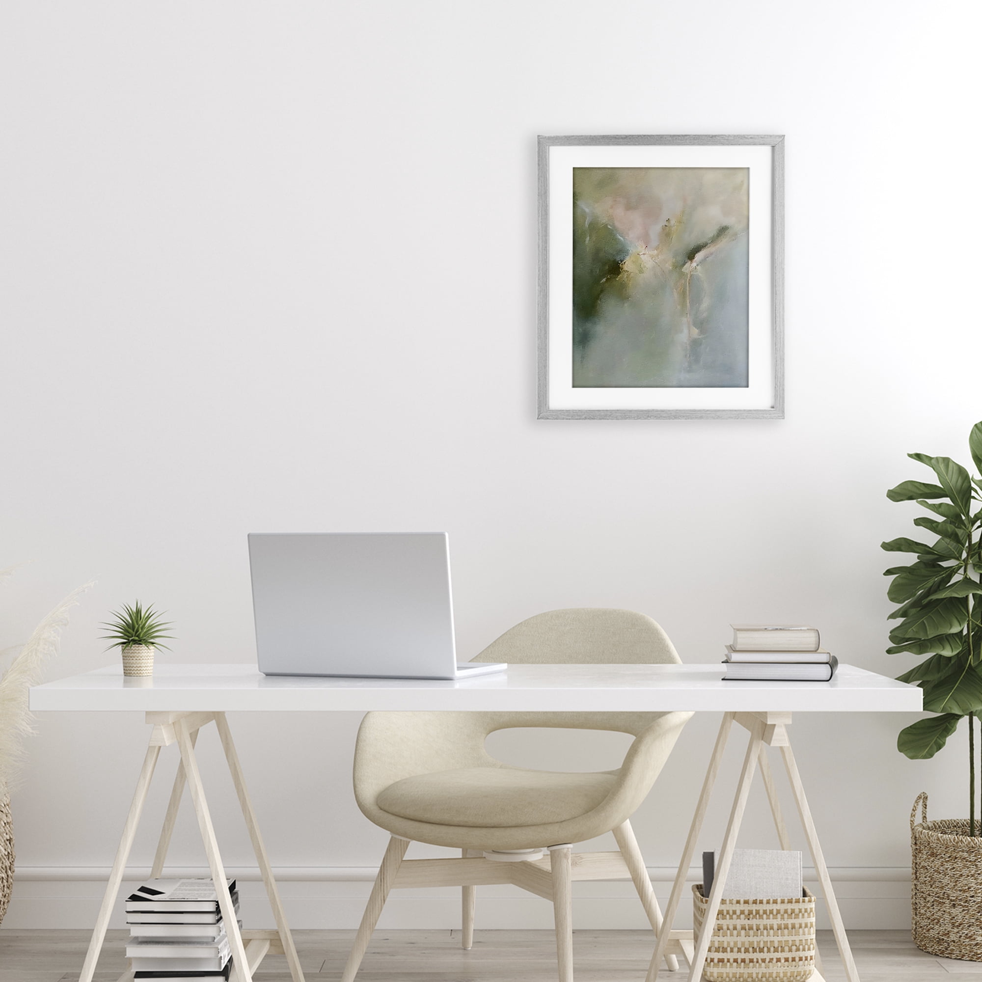 Stupell Industries Ethereal Brushwork Harmony Gray Framed Print Under Glass, design by Riley B